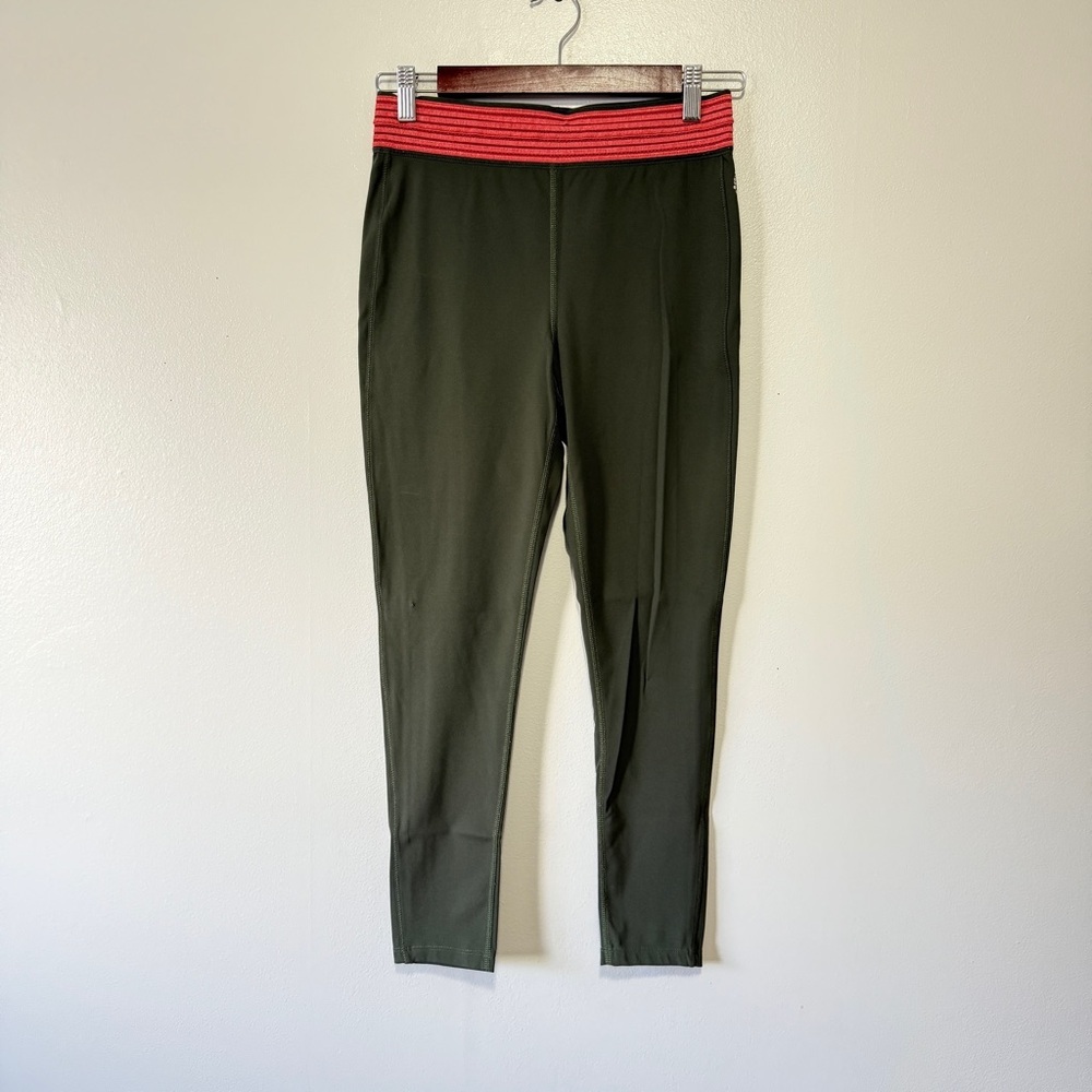 FP Movement Leggings Olive Green Pink Stripe Waist Activewear‎ Workout Pants